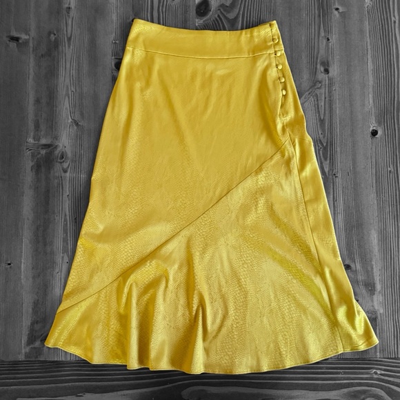 [ intimately free people ] yellow gold snakeskin reptile print midi skirt XS - Picture 2 of 12